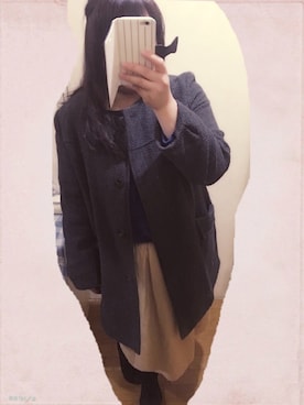 「仕事コーデ」｜「アイテム（ノーカラージャケット）」を使った、saさん（レディース・154cm）の冬コーディネート
