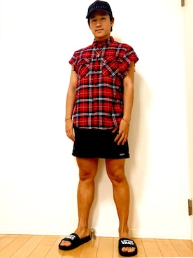 「FULL-BK（フルビーケー）のアイテム（キャップ）」を使った、ゆっきーさん（メンズ・170cm）の春コーディネート