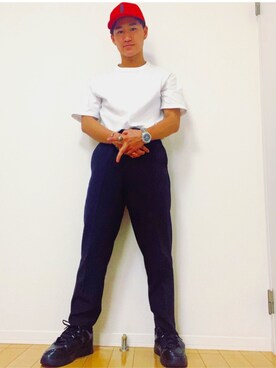 「FULL-BK（フルビーケー）のアイテム（キャップ）」を使った、ゆっきーさん（メンズ・170cm）の春コーディネート