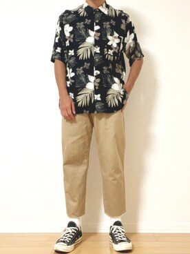 「アロハシャツ」｜ゆっきーさん（メンズ・170cm）の夏コーディネート
