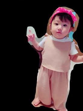 「アイテム（サロペット/オーバーオール）」を使った、はるままさん（キッズ・80cm）の夏コーディネート