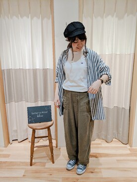 「ストライブシャツ」｜ハ ル カさん（レディース・168cm）の春コーディネート