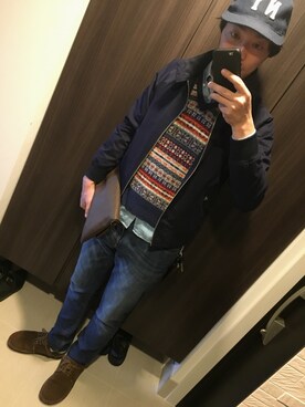 「アイテム（ベスト、ブルー系）」を使った、hana.さん（メンズ・184cm）の春コーディネート
