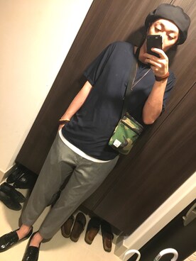 「AAA+（サンエープラス）のアイテム（モカシン/デッキシューズ）」を使った、hana.さん（メンズ・184cm）の春コーディネート