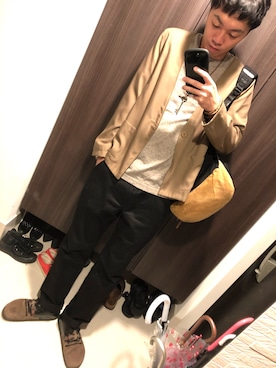 「URBAN RESEARCH（アーバンリサーチ）のアイテム（ノーカラージャケット）」を使った、hana.さん（メンズ・184cm）の秋コーディネート