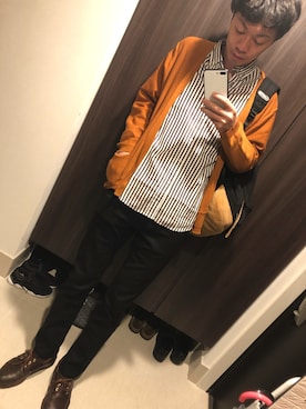 「アイテム（モカシン/デッキシューズ、ブラウン系）」を使った、hana.さん（メンズ・184cm）の春コーディネート