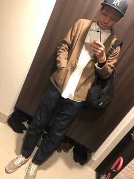 「URBAN RESEARCH（アーバンリサーチ）のアイテム（ノーカラージャケット）」を使った、hana.さん（メンズ・184cm）の春コーディネート