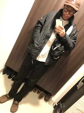 「WILD THINGS（ワイルドシングス）のアイテム（ブルゾン）」を使った、hana.さん（メンズ・184cm）の冬コーディネート