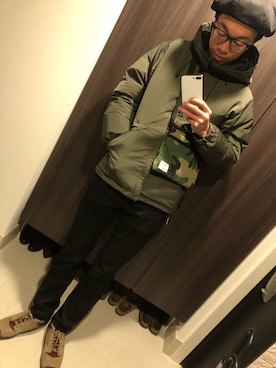 「SENSE OF PLACE by URBAN RESEARCH（センスオブプレイスバイアーバンリサーチ）のアイテム（ハンチング/ベレー帽）」を使った、hana.さん（メンズ・184cm）の冬コーディネート