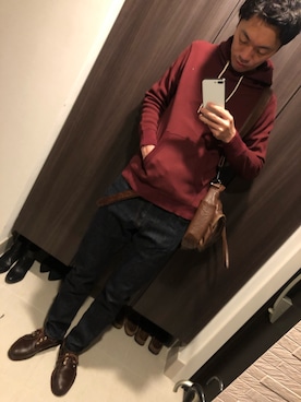 「アイテム（モカシン/デッキシューズ、ブラウン系）」を使った、hana.さん（メンズ・184cm）の春コーディネート