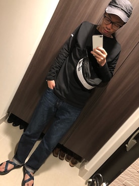「ZOZO（ゾゾ）のストレートデニムパンツ［MEN］（デニムパンツ）」を使った、hana.さん（メンズ・184cm）の春コーディネート