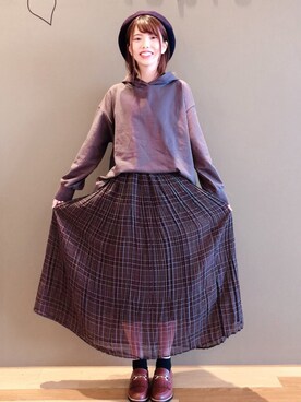 「チェック柄に恋してる」｜「アイテム（パンプス）」を使った、なほさん（レディース・162cm）の秋コーディネート