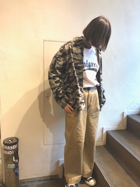 「迷彩ジャケット」｜サヤさん（レディース・162cm）の冬コーディネート