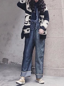 「KAPITAL」｜「アイテム（オールインワン・サロペット）」を使った、ZASUNHOさん（レディース・171cm）の春コーディネート
