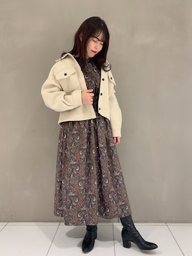 「WEGO（ウィゴー）のアイテム（シャツワンピース）」を使った、niiyanatsumiさん（レディース・162cm）の秋コーディネート