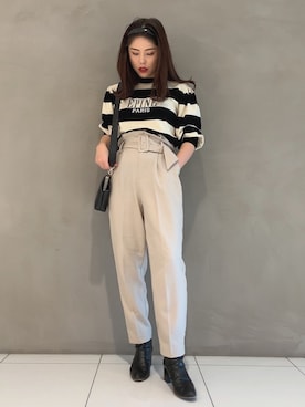 「WEGO（ウィゴー）のアイテム（パンツ、ベージュ系）」を使った、niiyanatsumiさん（レディース・162cm）の秋コーディネート