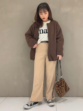 「WEGO（ウィゴー）のアイテム（ブルゾン）」を使った、niiyanatsumiさん（レディース・162cm）の秋コーディネート