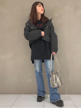 「WEGO（ウィゴー）のアイテム（ダウンジャケット/コート）」を使った、niiyanatsumiさん（レディース・162cm）の秋コーディネート