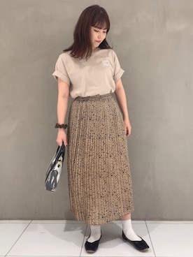 「WEGO（ウィゴー）のWEGO/シアープリーツロングスカート（スカート、その他）」を使った、niiyanatsumiさん（レディース・162cm）の夏コーディネート