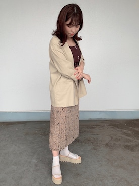 「WEGO（ウィゴー）のアイテム（スカート、ブラウン系）」を使った、niiyanatsumiさん（レディース・162cm）の夏コーディネート