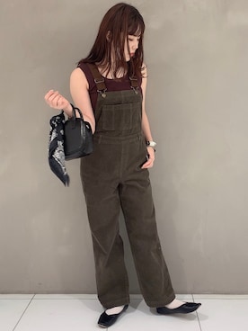 「WEGO（ウィゴー）のアイテム（オールインワン・サロペット、グリーン系）」を使った、niiyanatsumiさん（レディース・162cm）の夏コーディネート