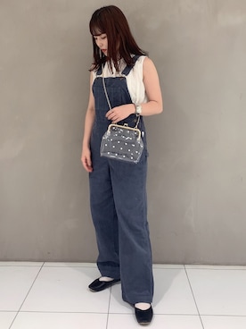 「WEGO（ウィゴー）のアイテム（オールインワン・サロペット、ブルー系）」を使った、niiyanatsumiさん（レディース・162cm）の夏コーディネート