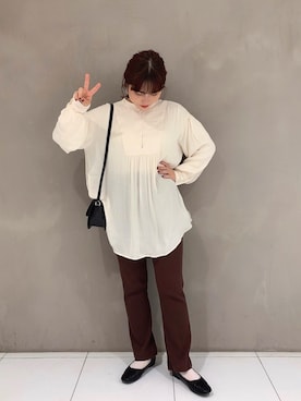 「チャイナシャツ」｜niiyanatsumiさん（レディース・162cm）の秋コーディネート