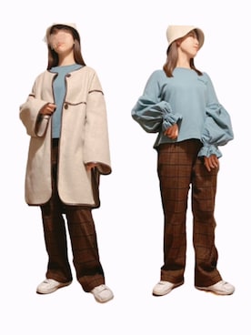 「Chico（チコ）のアイテム（ノーカラーコート）」を使った、たろまるさん（レディース・156cm）の冬コーディネート