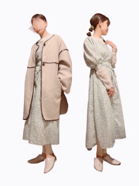 「春めきシューズ」｜「アイテム（ノーカラーコート）」を使った、たろまるさん（レディース・156cm）の春コーディネート