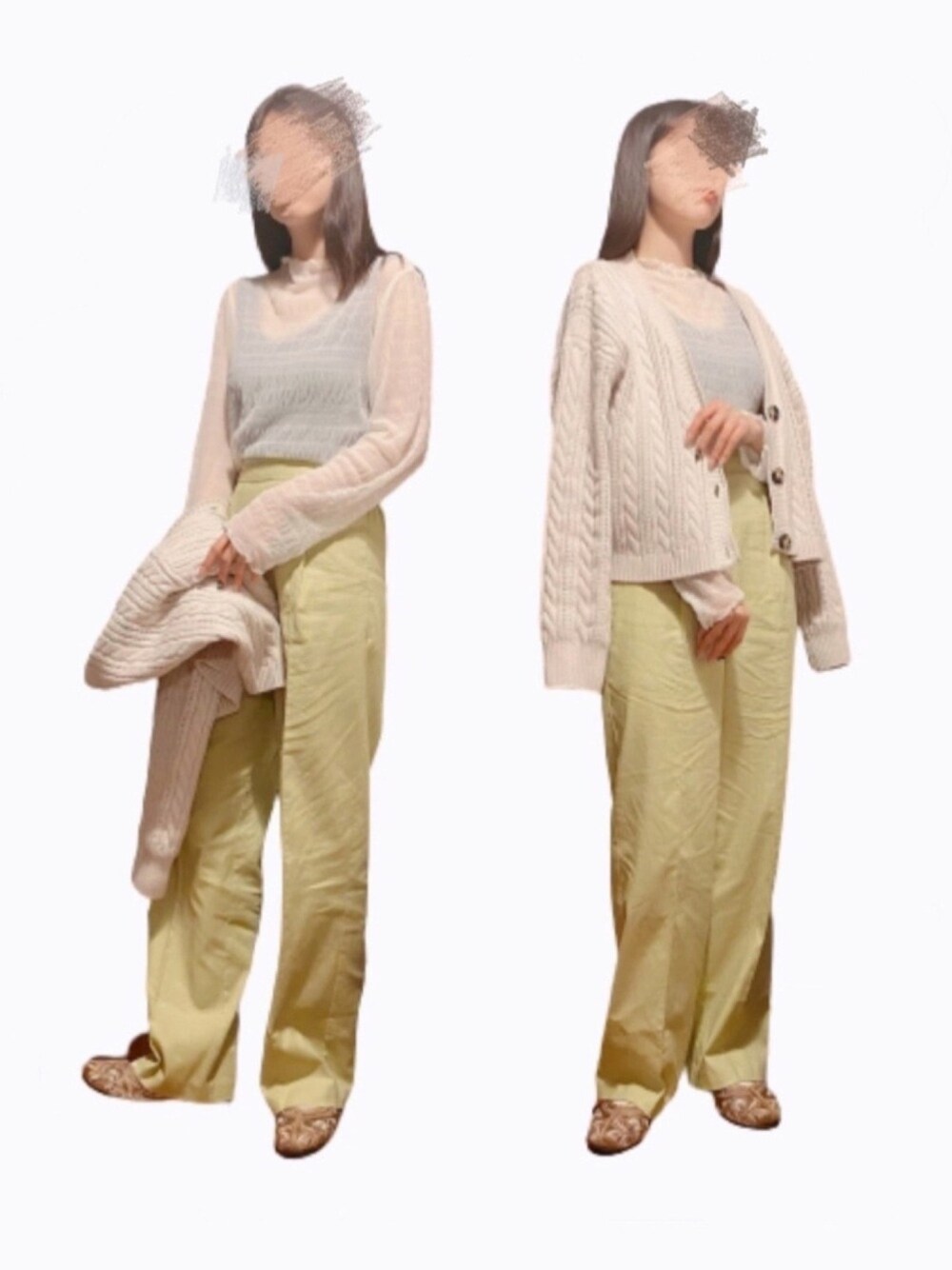 ホワイト系のTシャツ/カットソー、グリーン系のパンツ、ベージュ系のパンプスを着用したレディースの春コーディネートの1枚目の写真