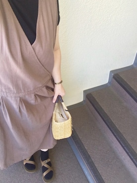 「カシュクールワンピース」｜「アイテム（レッグウェア）」を使った、800さん（レディース・158cm）の夏コーディネート