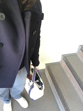 800さんの「コットンカシミヤケーブルクルーネックセーター（長袖）」を使ったコーディネート