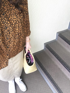 「Handmade（ハンドメイド）のアイテム（アナログ腕時計）」を使った、800さん（レディース・158cm）の秋コーディネート