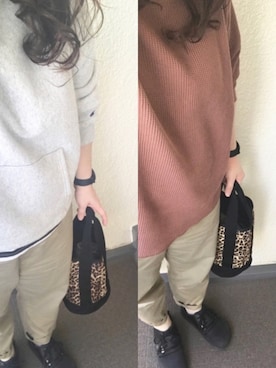 「ワッフルクルーネックＴ」｜「アイテム（その他シューズ）」を使った、800さん（レディース・158cm）の秋コーディネート