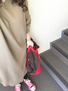 「赤コンバース」｜「アイテム（ノーカラージャケット）」を使った、800さん（レディース・158cm）の秋コーディネート
