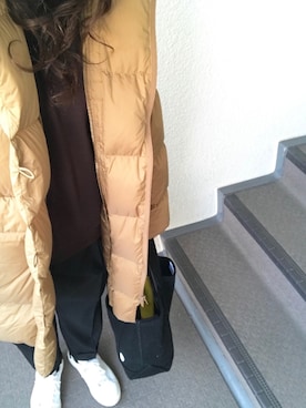 「クルーネックニット」｜800さん（レディース・158cm）の冬コーディネート