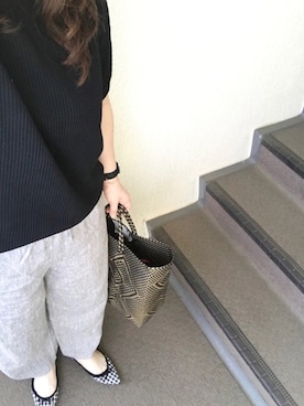 「UNIQLO（ユニクロ）のワッフルクルーネックT（5分袖）（Tシャツ/カットソー）」を使った、800さん（レディース・158cm）の春コーディネート