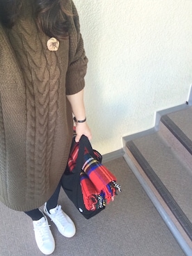「Handmade（ハンドメイド）のアイテム（ブローチ/コサージュ）」を使った、800さん（レディース・158cm）の秋コーディネート