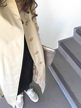 「BURBERRY（バーバリー）のアイテム（ステンカラーコート）」を使った、800さん（レディース・158cm）の冬コーディネート