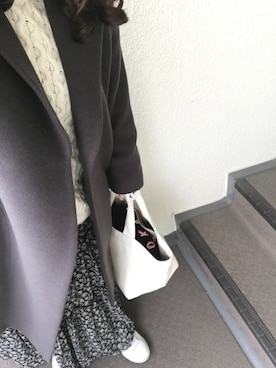「ケーブルニット」｜「アイテム（チェスターコート）」を使った、800さん（レディース・158cm）の冬コーディネート