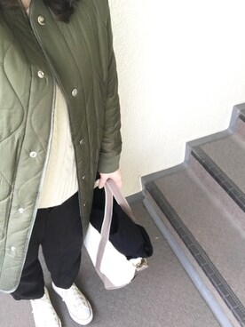 「ツイードパンツ」｜「アイテム（トートバッグ）」を使った、800さん（レディース・158cm）の冬コーディネート