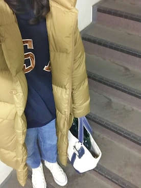 「アイテム（ダウンジャケット/コート、ベージュ系）」を使った、800さん（レディース・158cm）の冬コーディネート