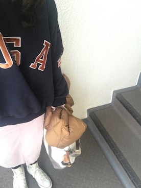 「アイテム（ダウンジャケット/コート、ベージュ系）」を使った、800さん（レディース・158cm）の冬コーディネート