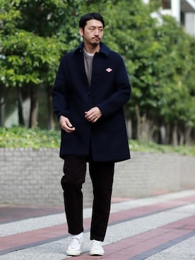 「JOURNAL STANDARD relume（ジャーナルスタンダード　レリューム）のアイテム（ステンカラーコート）」を使った、Kakkyさん（メンズ・186cm）の冬コーディネート