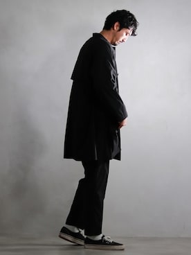 「アイテム（ステンカラーコート）」を使った、Kakkyさん（メンズ・186cm）の春コーディネート