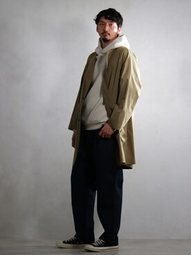 「JOURNAL STANDARD relume（ジャーナルスタンダード　レリューム）のアイテム（ステンカラーコート）」を使った、Kakkyさん（メンズ・186cm）の春コーディネート