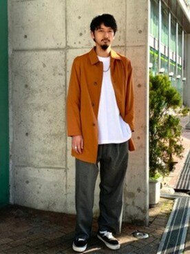 「JOURNAL STANDARD relume（ジャーナルスタンダード　レリューム）のアイテム（ステンカラーコート）」を使った、Kakkyさん（メンズ・186cm）の春コーディネート