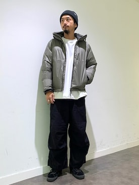 「アイテム（ダウンジャケット/コート）」を使った、Kakkyさん（メンズ・186cm）の秋コーディネート