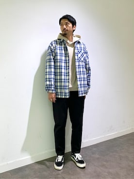 「スウェットトップス」｜「アイテム（ジャケット/アウター）」を使った、Kakkyさん（メンズ・186cm）の冬コーディネート