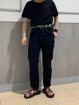 「UNIQLO（ユニクロ）のワッフルクルーネックT（5分袖）（Tシャツ/カットソー）」を使った、澪さん（レディース・153cm）の春コーディネート